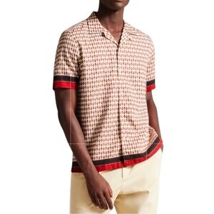 Ted Baker Mens Medium Braemar Relaxed Fit Printed Short Sleeve Shirt